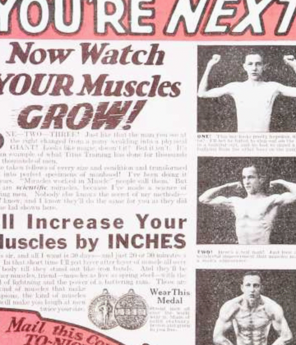 Watch Your Muscles Grow... For Real This Time. -vintage muscle ad